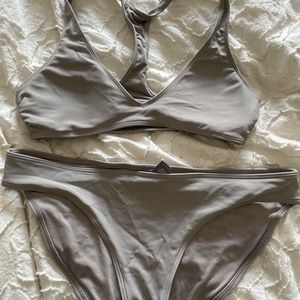 Aerie swim voop racer back bikini set in grey - M top L bottoms worn once
